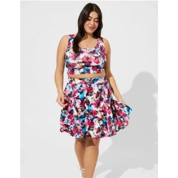Torrid Floral 2pc Skater Skirt Set Multi-color Size 0 Lg‎ - Picture 1 of 9